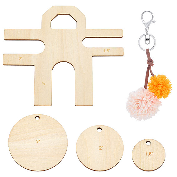 4 шт. необработанные деревянные инструменты для изготовления клубков пряжи, плоско-круглые