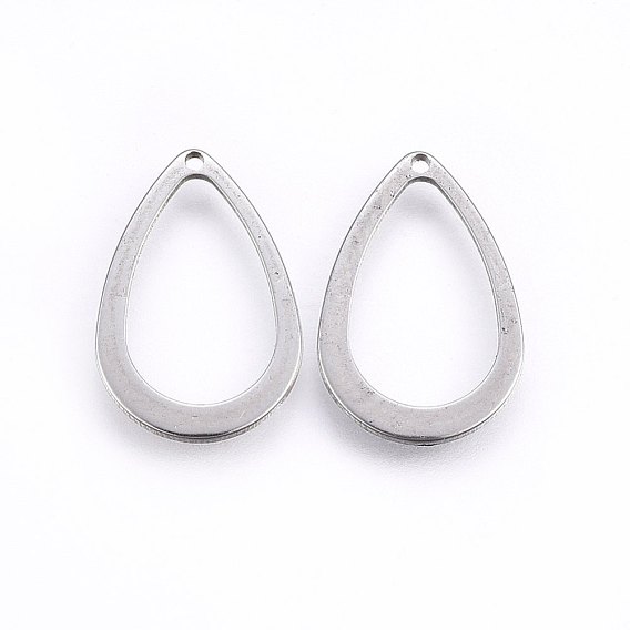 201 Stainless Steel Open Pendants, Teardrop