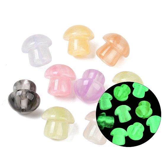 Светящиеся прозрачные шарики из смолы, гриб, с блеском порошок, светится в темноте