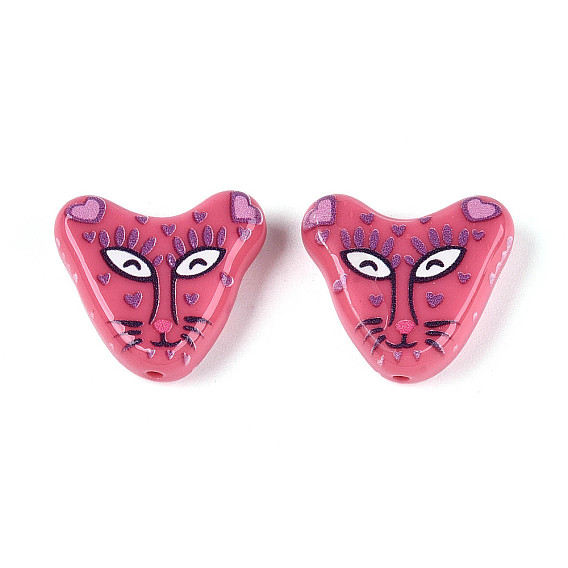 Печатные непрозрачные бусины из смолы, леопард с рисунком сердца