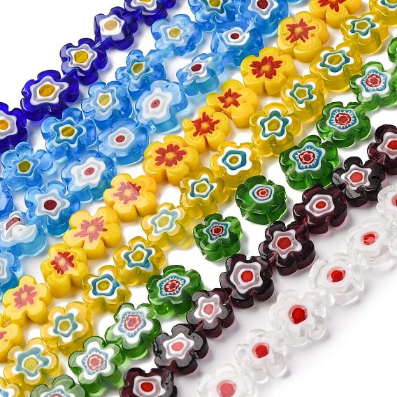 Handmade millefiori lampwork beads strands, цветок