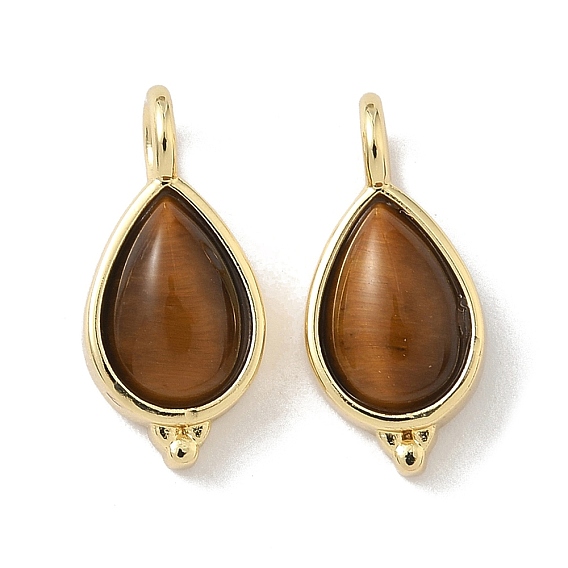 Природных тигровый глаз подвески, слезинки, с латунной, стойки покрытие, долговечный, без кадмия и без свинца