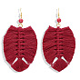 Boho Tassel Earrings with Handmade Knitted Thread and Alloy Accents