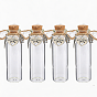 4Pcs Glass Cork Wishing Bottles, with Alloy Pendants, Column