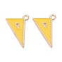 Alloy Enamel Pendants, Set Square Charms, Light Gold
