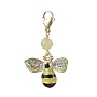 5pcs décorations de pendentif en émail en alliage d'abeille, Perles de jade topaze naturelle et breloques fermoirs à pince de homard