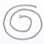 304 Stainless Steel Box Chain Necklaces, with Lobster Claw Clasps