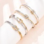 Pulseras de doble tono 304 Brazaletes de acero inoxidable con nudo abierto para mujer