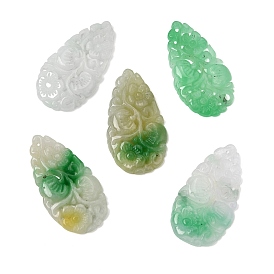 Подвески из натурального бирманского нефрита, окрашенные в различные цвета., резные подвески в виде слезинок, окрашенные