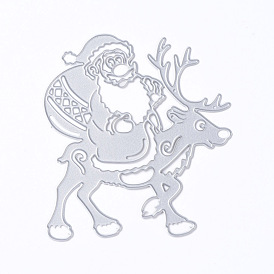 Christmas Theme Frame Carbon Steel Cutting Dies Stencils, for DIY Scrapbooking/Photo Album, Decorative Embossing DIY Paper Card, Santa Claus with Reindeer