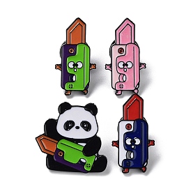 Radish Knife/Panda Enamel Pins, Black Zinc Alloy Brooch for Backpack Clothes