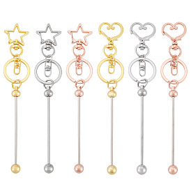 12шт. 6 стили, брелок из сплава с бусинами для изготовления ювелирных изделий и поделок своими руками, с карабин-лобстерами 