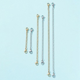 6 прядь 6 стиль 304 удлинитель бордюрной цепи из нержавеющей стали, концевые цепочки с застежками-карабинами