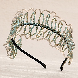 Alloy Hair Bands, Hair Accessories for Woman Girls, with Glass Beads