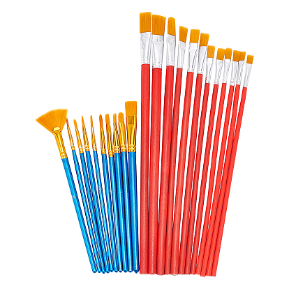 2 Sets 2 Style Nylon Painting Brushes Set, with Wooden Pen Handle, Painting Tools
