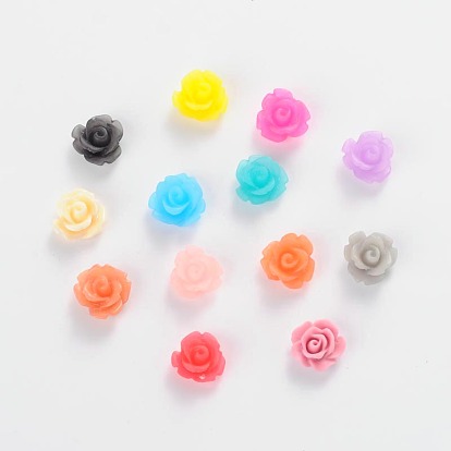 Resin Cabochons, Frosted, Flower, 11x6mm