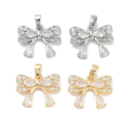 Подвески из кубического циркония с покрытием из латуни, бантом, долговечный, без свинца и без кадмия