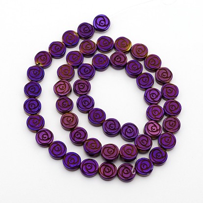 Electroplate Non-magnetic Synthetic Hematite Beads Strands, Rose, 8x3mm, Hole: 1mm, about 48pcs/strand, 15.7 inch