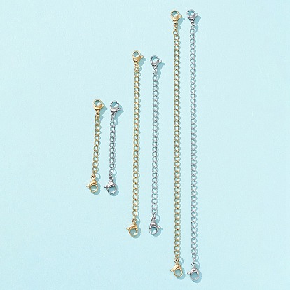 6 прядь 6 стиль 304 удлинитель бордюрной цепи из нержавеющей стали, концевые цепочки с застежками-карабинами