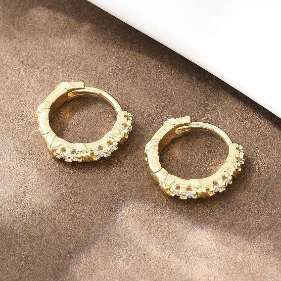 Серьги-кольца из латуни с микропаве из прозрачных кубических цирконий