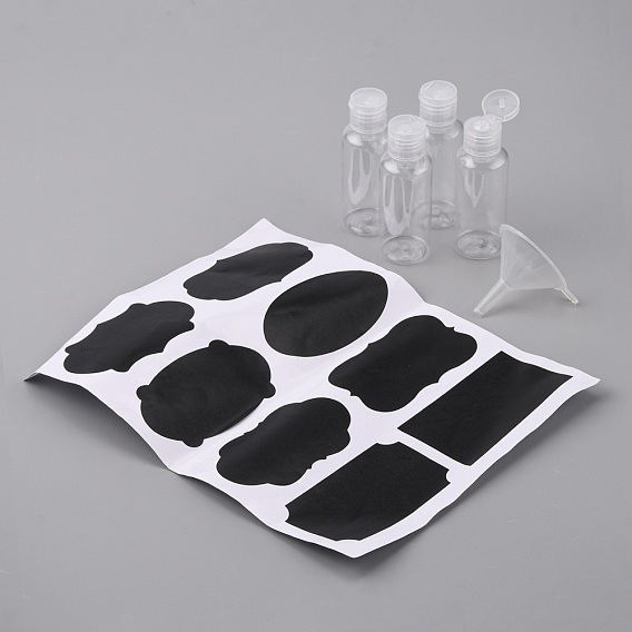 Бутылки с откидной крышкой для домашних животных, с пластиковой воронкой и наклейками на доске