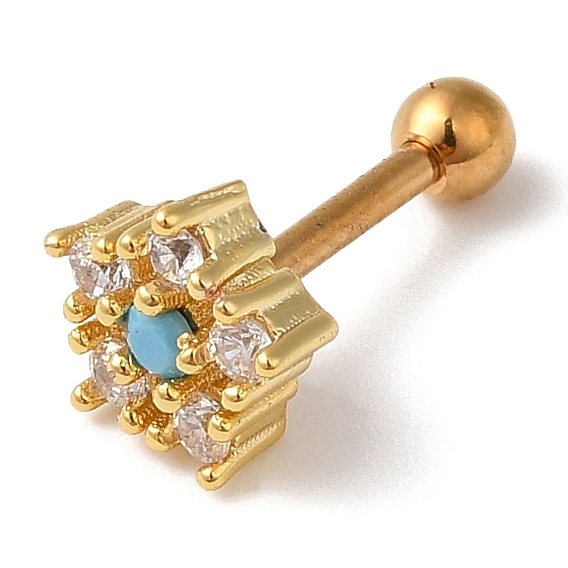 Латунное кольцо-звезда с фианитами, 316 пирсинг из нержавеющей стали