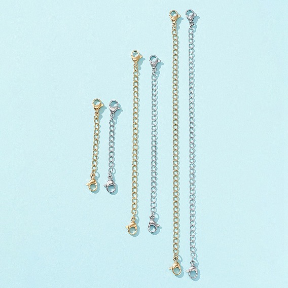 6 прядь 6 стиль 304 удлинитель бордюрной цепи из нержавеющей стали, концевые цепочки с застежками-карабинами