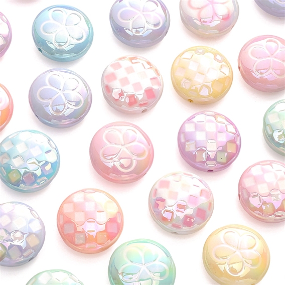 2шт. УФ-покрытия акриловые бусины, плоский круглый с цветком и квадратный