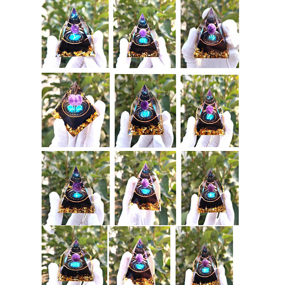 Генераторы энергии смолы оргонитовой пирамиды, Рейки натуральный аметист внутри для украшения стола домашнего офиса