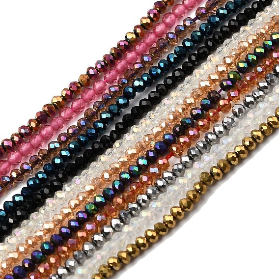 Стеклянные бусины с гальваническим покрытием , граненые, разнообразные, рондель