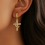 Серьги-кольца с крестом из сплава и стразами для женщин