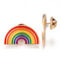 Alloy Enamel Brooches, Enamel Pin, with Brass Butterfly Clutches, Light Gold, Rainbow, Cadmium Free & Nickel Free & Lead Free