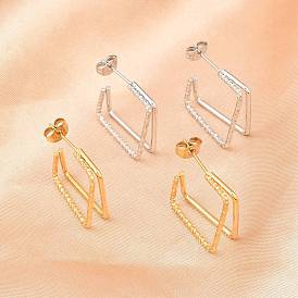 304 двухслойные квадратные серьги-гвоздики из нержавеющей стали, ионное покрытие (ip)