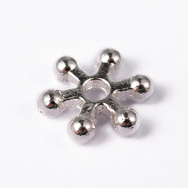 Snowflake Alloy Spacer Beads, Lead Free & Nickel Free, 7x2mm, Hole: 1mm