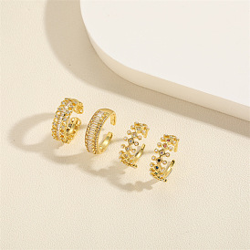 Brass Pave Cubic Zirconia Cuff Rings for Women