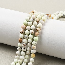 Натуральные лимонно-бирюзовые (яшмовые) бусины пряди, круглые