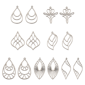 14 шт 7 стиль подвески из нержавеющей стали, слеза/лист/конский глаз/сердце