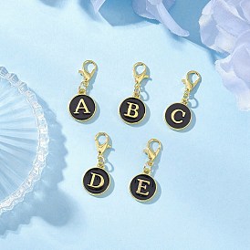 Плоские круглые с буквами сплава эмалевые подвесные украшения, с цинковым сплавом застежками омаров коготь