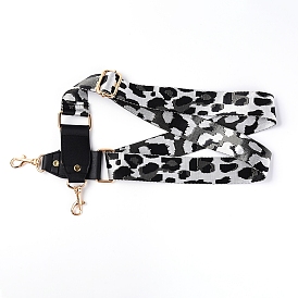 Polyester Adjustable Bag Strap, with PU Leather & Alloy Clasps, for Bag Replacement Accessories, Leopard Pattern
