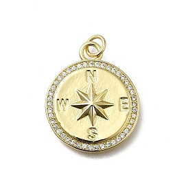 Латунные микро проложить кубического циркония подвески, монета компаса, без кадмия и без свинца, стойки покрытие, долговечный, с целью перехода в кольце