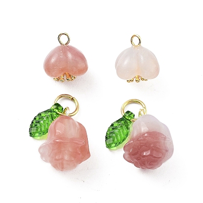 Природные подвески агат, подвески с цветком османтуса, золотые