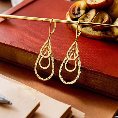 Латунь Leverback серьги, полая слеза