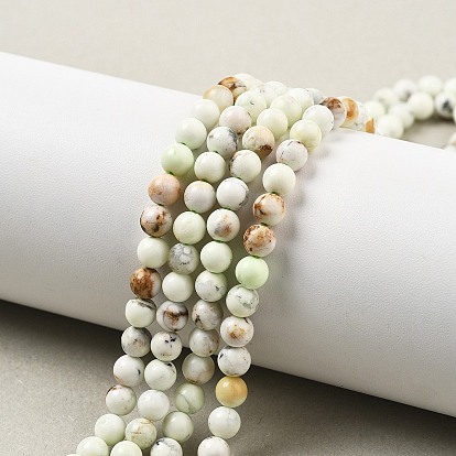 Натуральные лимонно-бирюзовые (яшмовые) бусины пряди, круглые