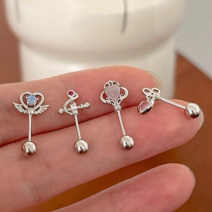 Латунные серьги-гвоздики с кубическим цирконием, платина