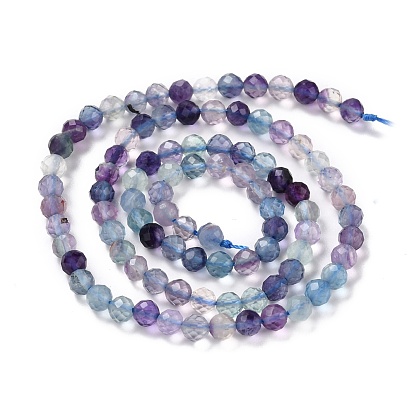 Natural Fluorite Beads Strands, Round, Faceted, Grade AA