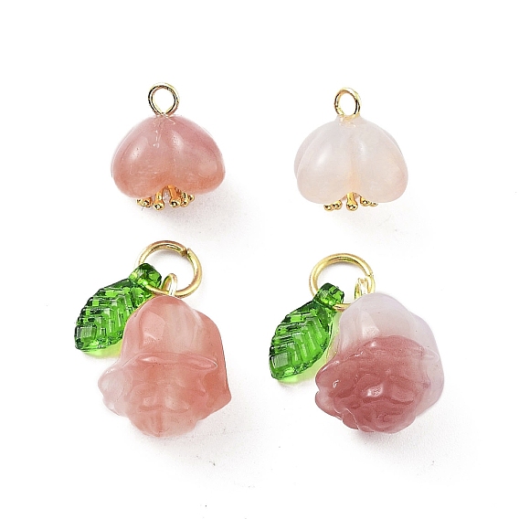 Природные подвески агат, подвески с цветком османтуса, золотые