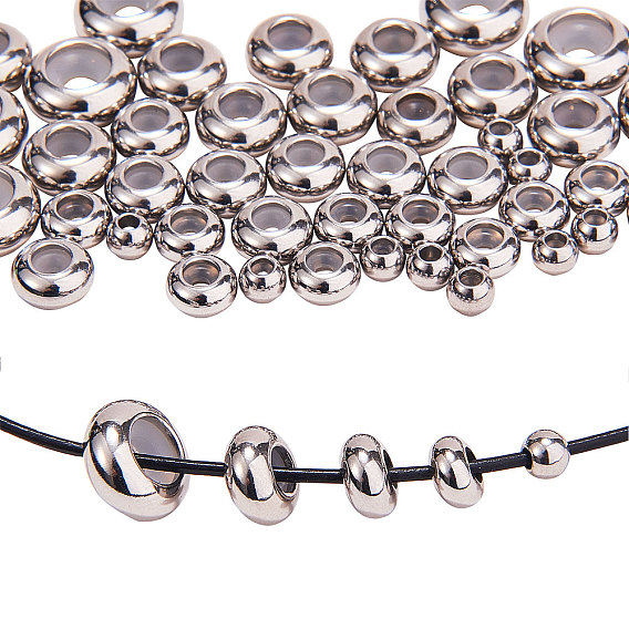304 из нержавеющей стали бусы, с резиной внутри, ползунки, рондель