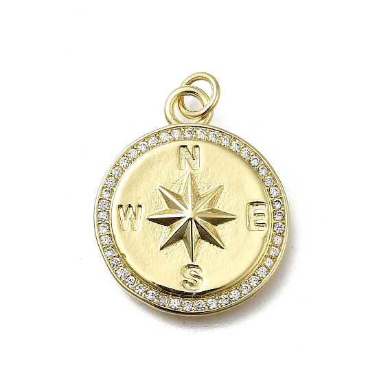 Латунные микро проложить кубического циркония подвески, монета компаса, без кадмия и без свинца, стойки покрытие, долговечный, с целью перехода в кольце