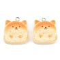 Opaque Resin Imitation Bread Pendants, Corgi Toast Charms, with Platinum Iron Loop