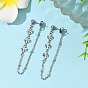 304 Подвесные серьги-гвоздики в форме клевера из нержавеющей стали для женщин